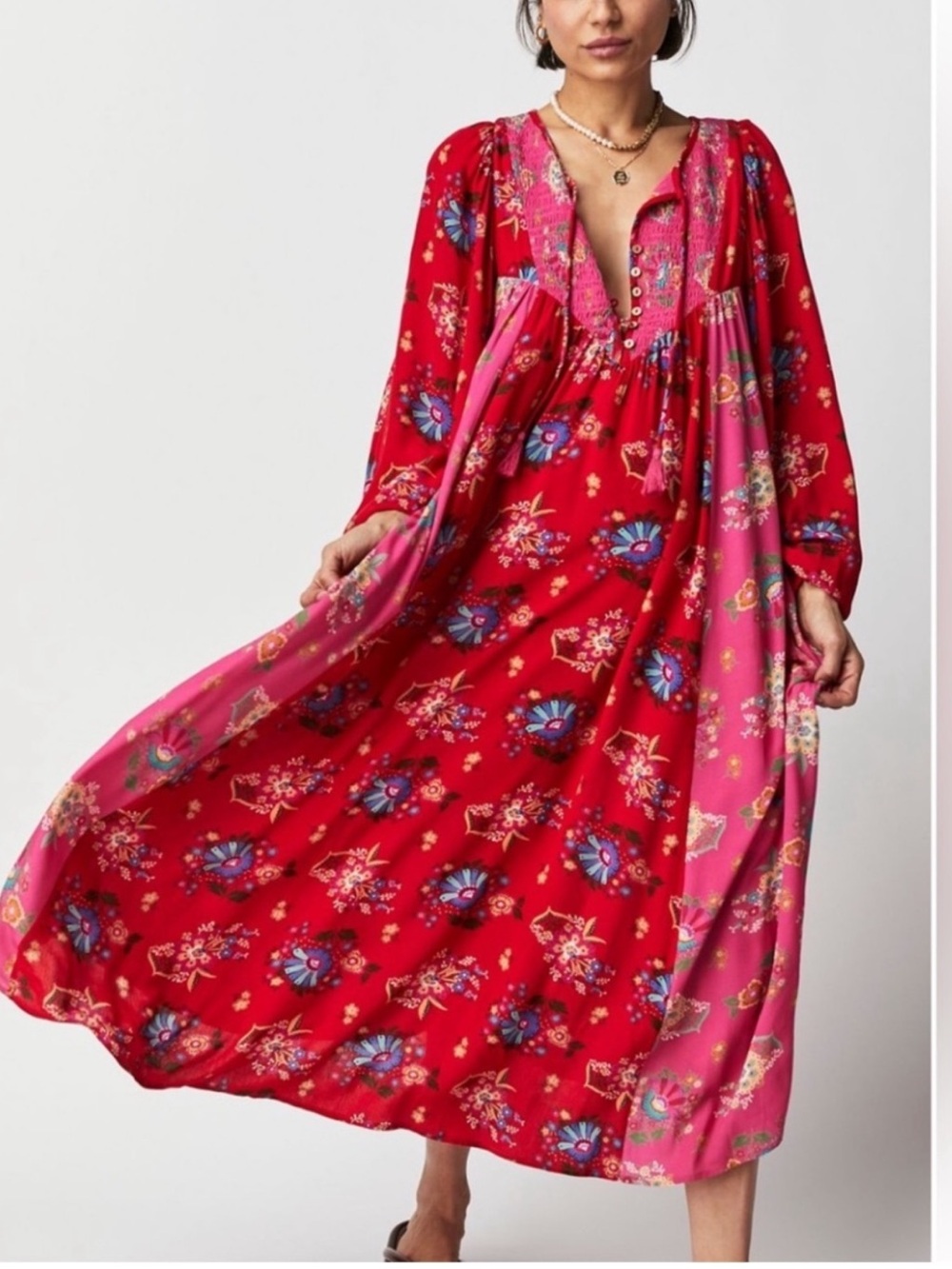 SPELL & THE GYPSY Solstice Boho Midi Dress ~ Salsa Rose XXL